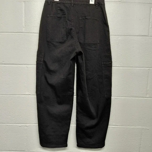 Barrel Cargo Pants Black Jeans Womens Size MEDIUM 28x26 Pockets - Picture 2 of 12
